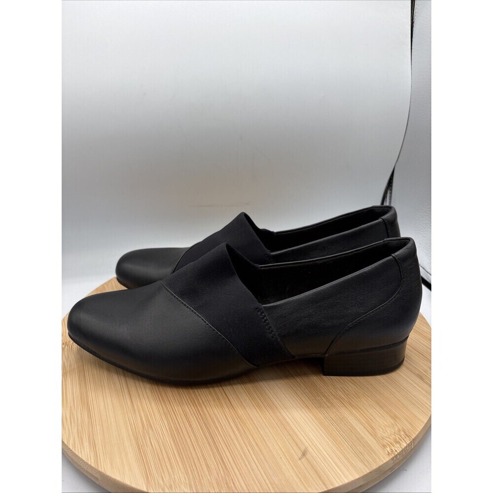 Clarks Juliet Gem Leather Slip On Shoes Black Women Size 10W Comfort Flat - Picture 3 of 10